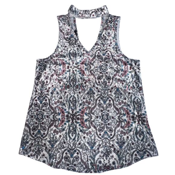 By & By Blouse Womens Medium Velvet Choker Neck Paisley Whimsical Fairycore Top - Picture 1 of 12